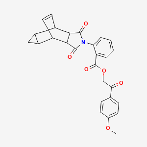2-(4-methoxyphenyl)-2-oxoethyl 2-(3,5-dioxo-4-azatetracyclo[5.3.2.0~2,6~.0~8,10~]dodec-11-en-4-yl)benzoate