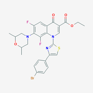 molecular formula C27H24BrF2N3O4S B395807 Ethyl 1-[4-(4-bromophenyl)-1,3-thiazol-2-yl]-7-(2,6-dimethyl-4-morpholinyl)-6,8-difluoro-4-oxo-1,4-dihydro-3-quinolinecarboxylate 
