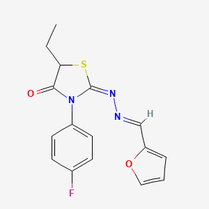 molecular formula C16H14FN3O2S B3958083 2-furaldehyde [5-ethyl-3-(4-fluorophenyl)-4-oxo-1,3-thiazolidin-2-ylidene]hydrazone 