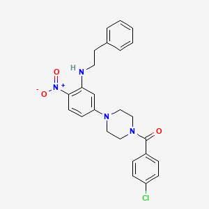 molecular formula C25H25ClN4O3 B3958093 5-[4-(4-chlorobenzoyl)-1-piperazinyl]-2-nitro-N-(2-phenylethyl)aniline 