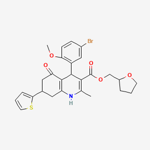molecular formula C27H28BrNO5S B3958104 tetrahydro-2-furanylmethyl 4-(5-bromo-2-methoxyphenyl)-2-methyl-5-oxo-7-(2-thienyl)-1,4,5,6,7,8-hexahydro-3-quinolinecarboxylate 