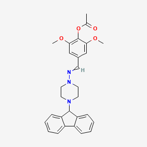 molecular formula C28H29N3O4 B3958106 4-({[4-(9H-fluoren-9-yl)-1-piperazinyl]imino}methyl)-2,6-dimethoxyphenyl acetate 
