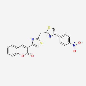 molecular formula C22H13N3O4S2 B3958124 3-(2-{[4-(4-nitrophenyl)-1,3-thiazol-2-yl]methyl}-1,3-thiazol-4-yl)-2H-chromen-2-one 