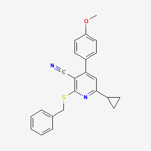 2-(benzylthio)-6-cyclopropyl-4-(4-methoxyphenyl)nicotinonitrile