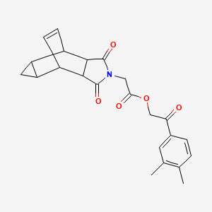 molecular formula C23H23NO5 B3958144 2-(3,4-dimethylphenyl)-2-oxoethyl (3,5-dioxo-4-azatetracyclo[5.3.2.0~2,6~.0~8,10~]dodec-11-en-4-yl)acetate 