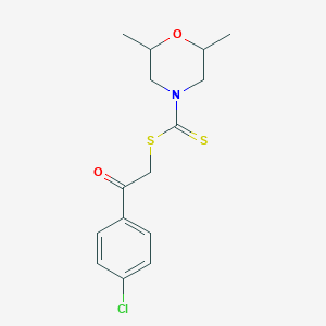 molecular formula C15H18ClNO2S2 B395815 2-(4-Chlorophenyl)-2-oxoethyl 2,6-dimethyl-4-morpholinecarbodithioate CAS No. 348131-34-0