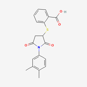 molecular formula C19H17NO4S B3958150 2-{[1-(3,4-dimethylphenyl)-2,5-dioxo-3-pyrrolidinyl]thio}benzoic acid CAS No. 6629-32-9