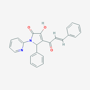 molecular formula C24H18N2O3 B395817 4-cinnamoyl-3-hydroxy-5-phenyl-1-(2-pyridinyl)-1,5-dihydro-2H-pyrrol-2-one CAS No. 371119-27-6