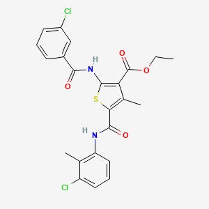 molecular formula C23H20Cl2N2O4S B3958184 ethyl 2-[(3-chlorobenzoyl)amino]-5-{[(3-chloro-2-methylphenyl)amino]carbonyl}-4-methyl-3-thiophenecarboxylate 