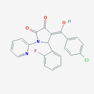 molecular formula C22H14ClFN2O3 B395819 4-(4-chlorobenzoyl)-5-(2-fluorophenyl)-3-hydroxy-1-(2-pyridinyl)-1,5-dihydro-2H-pyrrol-2-one 