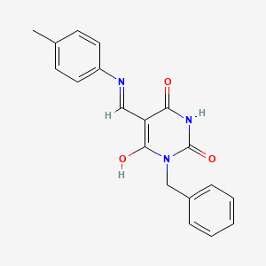 molecular formula C19H17N3O3 B3958203 1-benzyl-5-{[(4-methylphenyl)amino]methylene}-2,4,6(1H,3H,5H)-pyrimidinetrione 