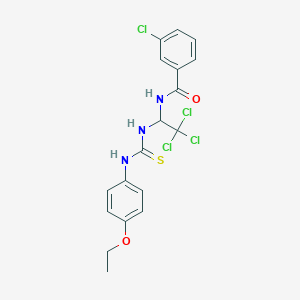 molecular formula C18H17Cl4N3O2S B3958216 3-chloro-N-[2,2,2-trichloro-1-({[(4-ethoxyphenyl)amino]carbonothioyl}amino)ethyl]benzamide 