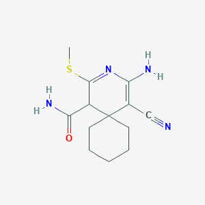 4-amino-5-cyano-2-(methylthio)-3-azaspiro[5.5]undeca-2,4-diene-1-carboxamide