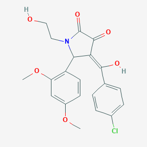 molecular formula C21H20ClNO6 B395822 4-(4-chlorobenzoyl)-5-(2,4-dimethoxyphenyl)-3-hydroxy-1-(2-hydroxyethyl)-1,5-dihydro-2H-pyrrol-2-one 
