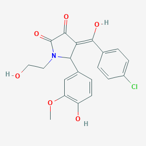 molecular formula C20H18ClNO6 B395824 4-(4-chlorobenzoyl)-3-hydroxy-1-(2-hydroxyethyl)-5-(4-hydroxy-3-methoxyphenyl)-1,5-dihydro-2H-pyrrol-2-one 