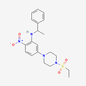 molecular formula C20H26N4O4S B3958247 5-[4-(ethylsulfonyl)-1-piperazinyl]-2-nitro-N-(1-phenylethyl)aniline 