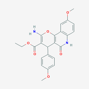 molecular formula C23H22N2O6 B3958253 ethyl 2-amino-9-methoxy-4-(4-methoxyphenyl)-5-oxo-5,6-dihydro-4H-pyrano[3,2-c]quinoline-3-carboxylate 