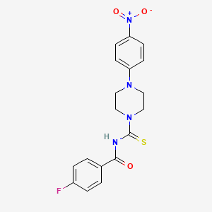 molecular formula C18H17FN4O3S B3958268 4-fluoro-N-{[4-(4-nitrophenyl)-1-piperazinyl]carbonothioyl}benzamide 