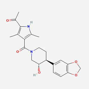 molecular formula C21H24N2O5 B3958278 1-(4-{[(3S*,4S*)-4-(1,3-benzodioxol-5-yl)-3-hydroxypiperidin-1-yl]carbonyl}-3,5-dimethyl-1H-pyrrol-2-yl)ethanone 