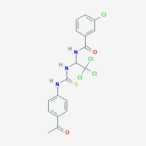 molecular formula C18H15Cl4N3O2S B3958305 N-[1-({[(4-acetylphenyl)amino]carbonothioyl}amino)-2,2,2-trichloroethyl]-3-chlorobenzamide 