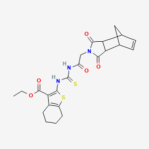 molecular formula C23H25N3O5S2 B3958329 ethyl 2-[({[(3,5-dioxo-4-azatricyclo[5.2.1.0~2,6~]dec-8-en-4-yl)acetyl]amino}carbonothioyl)amino]-4,5,6,7-tetrahydro-1-benzothiophene-3-carboxylate 