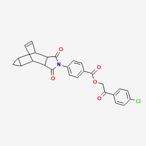 molecular formula C26H20ClNO5 B3958347 2-(4-chlorophenyl)-2-oxoethyl 4-(3,5-dioxo-4-azatetracyclo[5.3.2.0~2,6~.0~8,10~]dodec-11-en-4-yl)benzoate 