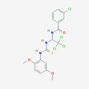molecular formula C18H17Cl4N3O3S B3958372 3-chloro-N-[2,2,2-trichloro-1-({[(2,5-dimethoxyphenyl)amino]carbonothioyl}amino)ethyl]benzamide 