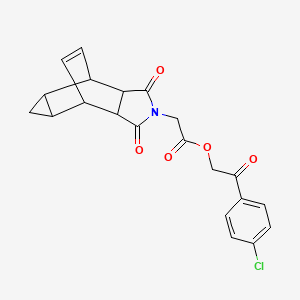 molecular formula C21H18ClNO5 B3958379 2-(4-chlorophenyl)-2-oxoethyl (3,5-dioxo-4-azatetracyclo[5.3.2.0~2,6~.0~8,10~]dodec-11-en-4-yl)acetate 