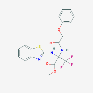 molecular formula C20H18F3N3O4S B395838 Ethyl 2-(1,3-benzothiazol-2-ylamino)-3,3,3-trifluoro-2-[(phenoxyacetyl)amino]propanoate 