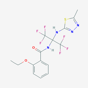 molecular formula C15H14F6N4O2S B395839 2-ethoxy-N-[2,2,2-trifluoro-1-[(5-methyl-1,3,4-thiadiazol-2-yl)amino]-1-(trifluoromethyl)ethyl]benzamide 