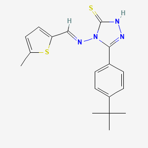 molecular formula C18H20N4S2 B3958414 5-(4-tert-butylphenyl)-4-{[(5-methyl-2-thienyl)methylene]amino}-4H-1,2,4-triazole-3-thiol 