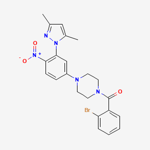 molecular formula C22H22BrN5O3 B3958442 1-(2-bromobenzoyl)-4-[3-(3,5-dimethyl-1H-pyrazol-1-yl)-4-nitrophenyl]piperazine 