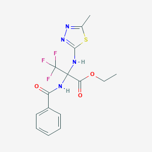Ethyl 2-(benzoylamino)-3,3,3-trifluoro-2-[(5-methyl-1,3,4-thiadiazol-2-yl)amino]propanoate
