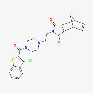 molecular formula C24H24ClN3O3S B3958472 4-(2-{4-[(3-chloro-1-benzothien-2-yl)carbonyl]-1-piperazinyl}ethyl)-4-azatricyclo[5.2.1.0~2,6~]dec-8-ene-3,5-dione 