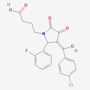 molecular formula C21H17ClFNO5 B395849 4-[(3Z)-3-[(4-chlorophenyl)-hydroxymethylidene]-2-(2-fluorophenyl)-4,5-dioxopyrrolidin-1-yl]butanoic acid 