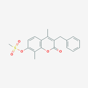 molecular formula C19H18O5S B3958507 3-benzyl-4,8-dimethyl-2-oxo-2H-chromen-7-yl methanesulfonate 