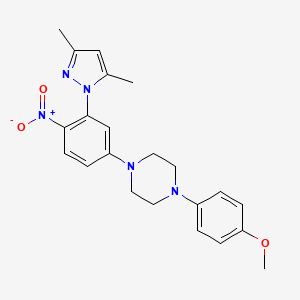 molecular formula C22H25N5O3 B3958528 1-[3-(3,5-dimethyl-1H-pyrazol-1-yl)-4-nitrophenyl]-4-(4-methoxyphenyl)piperazine 