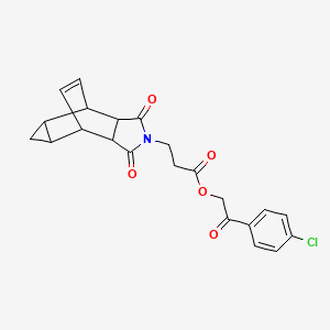 molecular formula C22H20ClNO5 B3958536 2-(4-chlorophenyl)-2-oxoethyl 3-(3,5-dioxo-4-azatetracyclo[5.3.2.0~2,6~.0~8,10~]dodec-11-en-4-yl)propanoate 