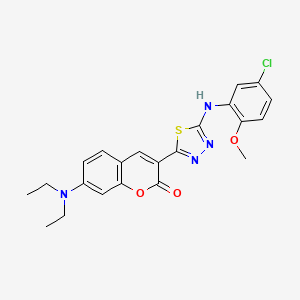 molecular formula C22H21ClN4O3S B3958547 3-{5-[(5-chloro-2-methoxyphenyl)amino]-1,3,4-thiadiazol-2-yl}-7-(diethylamino)-2H-chromen-2-one 