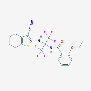 molecular formula C21H19F6N3O2S B395856 N-[1-[(3-cyano-4,5,6,7-tetrahydro-1-benzothiophen-2-yl)amino]-2,2,2-trifluoro-1-(trifluoromethyl)ethyl]-2-ethoxybenzamide 