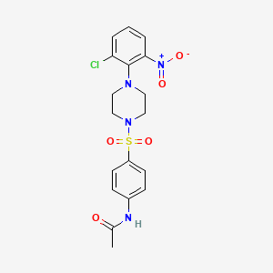 molecular formula C18H19ClN4O5S B3958590 N-(4-{[4-(2-chloro-6-nitrophenyl)-1-piperazinyl]sulfonyl}phenyl)acetamide 
