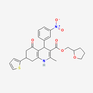 molecular formula C26H26N2O6S B3958628 tetrahydro-2-furanylmethyl 2-methyl-4-(3-nitrophenyl)-5-oxo-7-(2-thienyl)-1,4,5,6,7,8-hexahydro-3-quinolinecarboxylate 