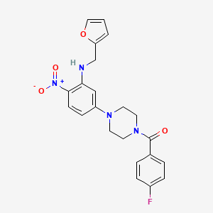 molecular formula C22H21FN4O4 B3958635 5-[4-(4-fluorobenzoyl)-1-piperazinyl]-N-(2-furylmethyl)-2-nitroaniline 