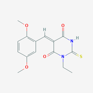 molecular formula C15H16N2O4S B3958646 5-(2,5-dimethoxybenzylidene)-1-ethyl-2-thioxodihydro-4,6(1H,5H)-pyrimidinedione 
