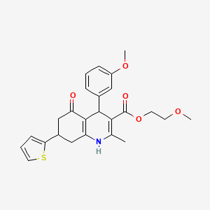 2-methoxyethyl 4-(3-methoxyphenyl)-2-methyl-5-oxo-7-(2-thienyl)-1,4,5,6,7,8-hexahydro-3-quinolinecarboxylate