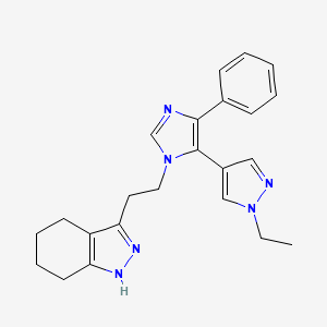 molecular formula C23H26N6 B3958651 3-{2-[5-(1-ethyl-1H-pyrazol-4-yl)-4-phenyl-1H-imidazol-1-yl]ethyl}-4,5,6,7-tetrahydro-2H-indazole 