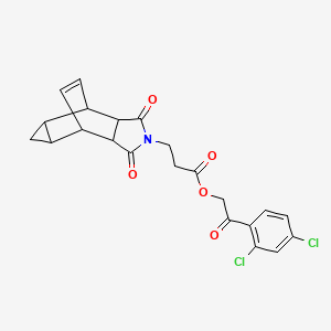 molecular formula C22H19Cl2NO5 B3958664 2-(2,4-dichlorophenyl)-2-oxoethyl 3-(3,5-dioxo-4-azatetracyclo[5.3.2.0~2,6~.0~8,10~]dodec-11-en-4-yl)propanoate 