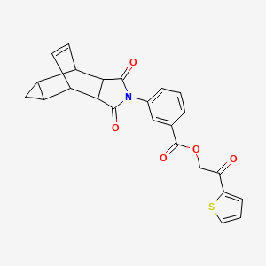 molecular formula C24H19NO5S B3958672 2-oxo-2-(2-thienyl)ethyl 3-(3,5-dioxo-4-azatetracyclo[5.3.2.0~2,6~.0~8,10~]dodec-11-en-4-yl)benzoate 