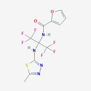 molecular formula C11H8F6N4O2S B395868 Furan-2-carboxylic acid [2,2,2-trifluoro-1-(5-methyl-[1,3,4]thiadiazol-2-ylamino)-1-trifluoromethyl-ethyl]-amide 