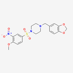 molecular formula C19H21N3O7S B3958722 1-(1,3-benzodioxol-5-ylmethyl)-4-[(4-methoxy-3-nitrophenyl)sulfonyl]piperazine 